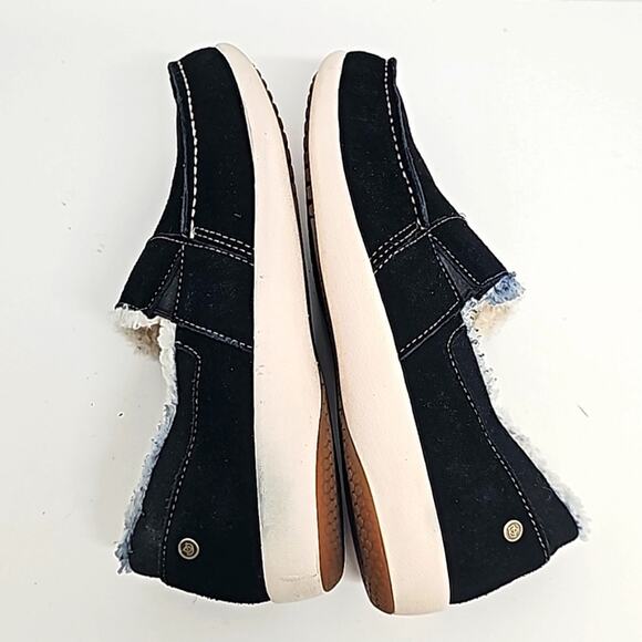 Spenco Fiesta Black White Fur Lined Slipper/Shoes Orthopedic Wm Size 9B - Defect - Picture 6 of 12